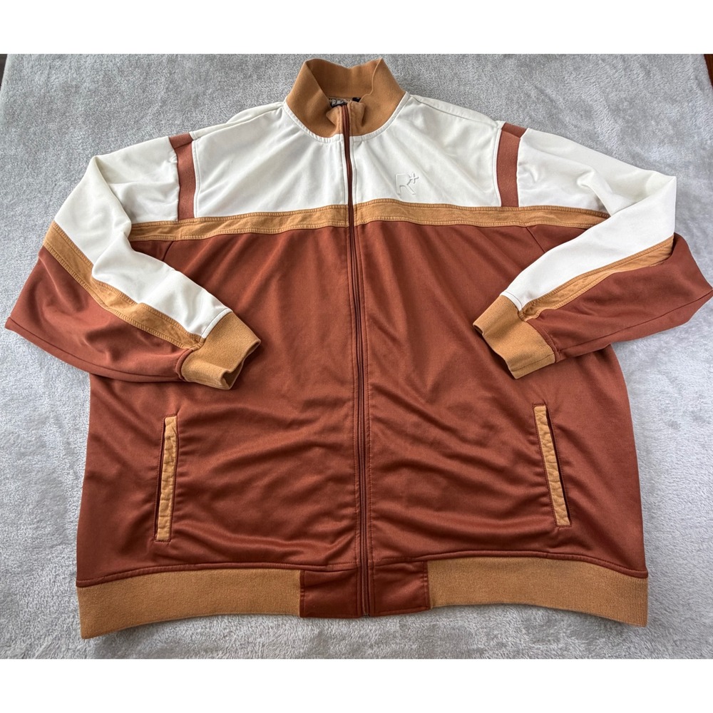 Rocawear Track Jacket Mens 5X Brown Colorblock Zip Up Mock Neck Streetwear